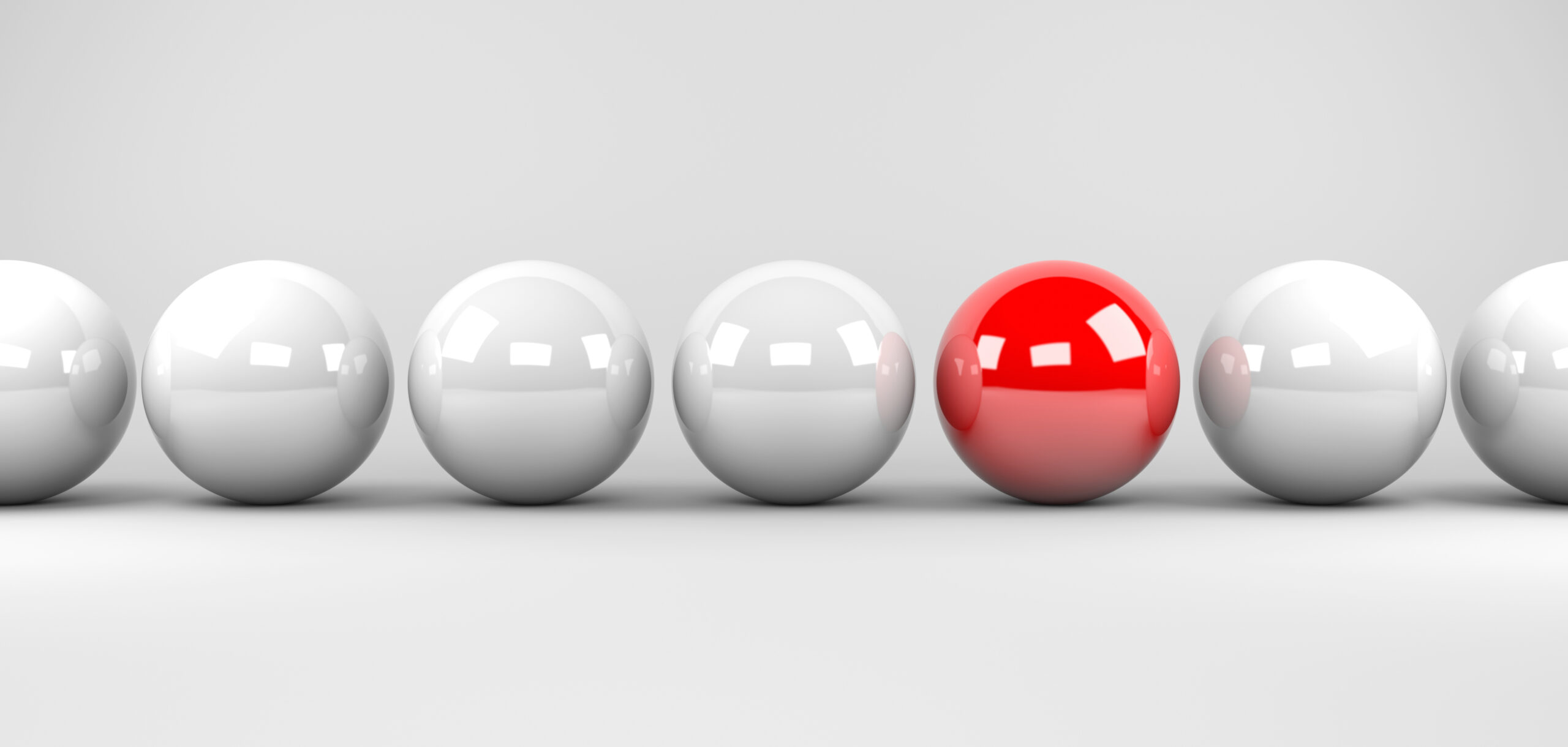 3d render illustration - red sphere stands out